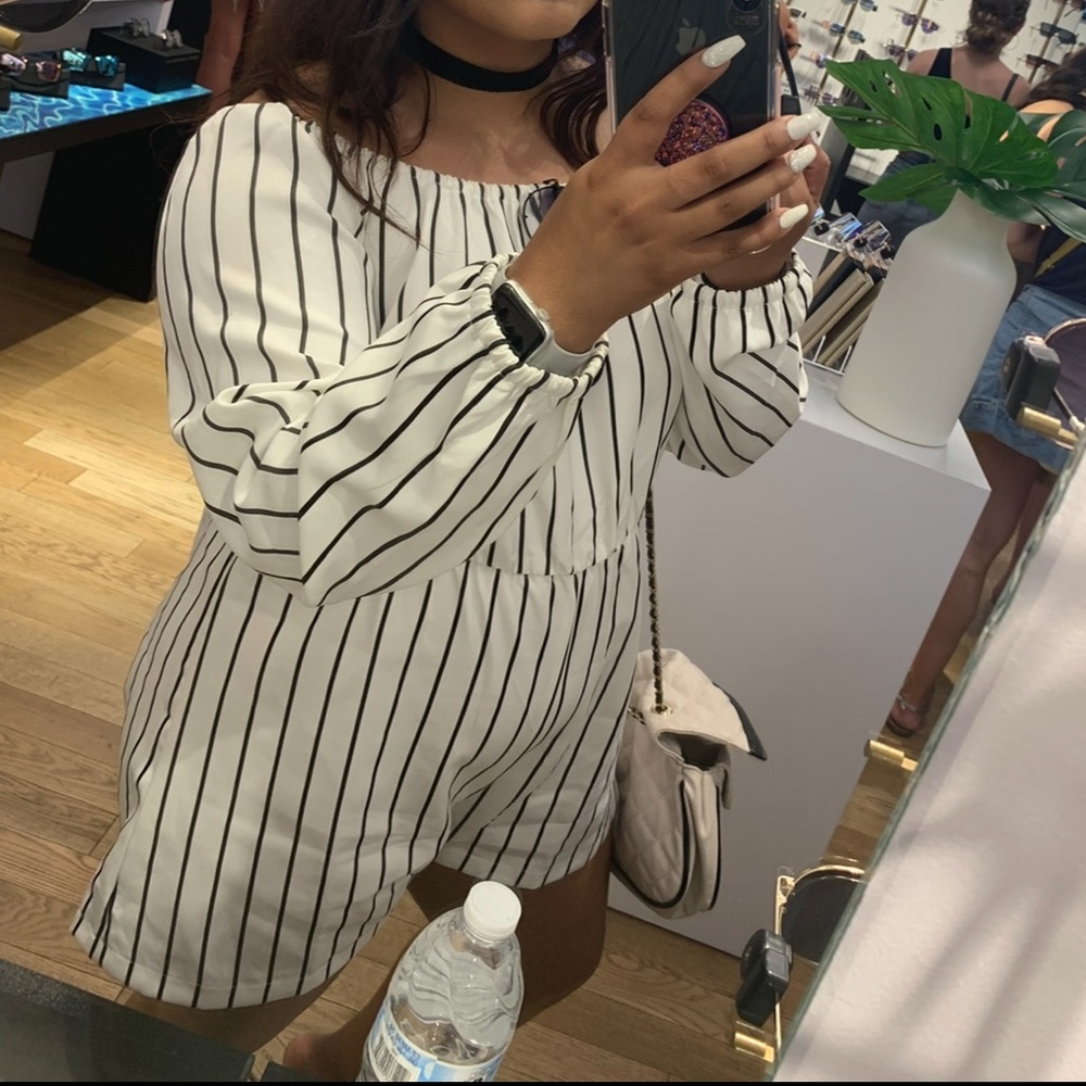 White and black pretty little thing romper